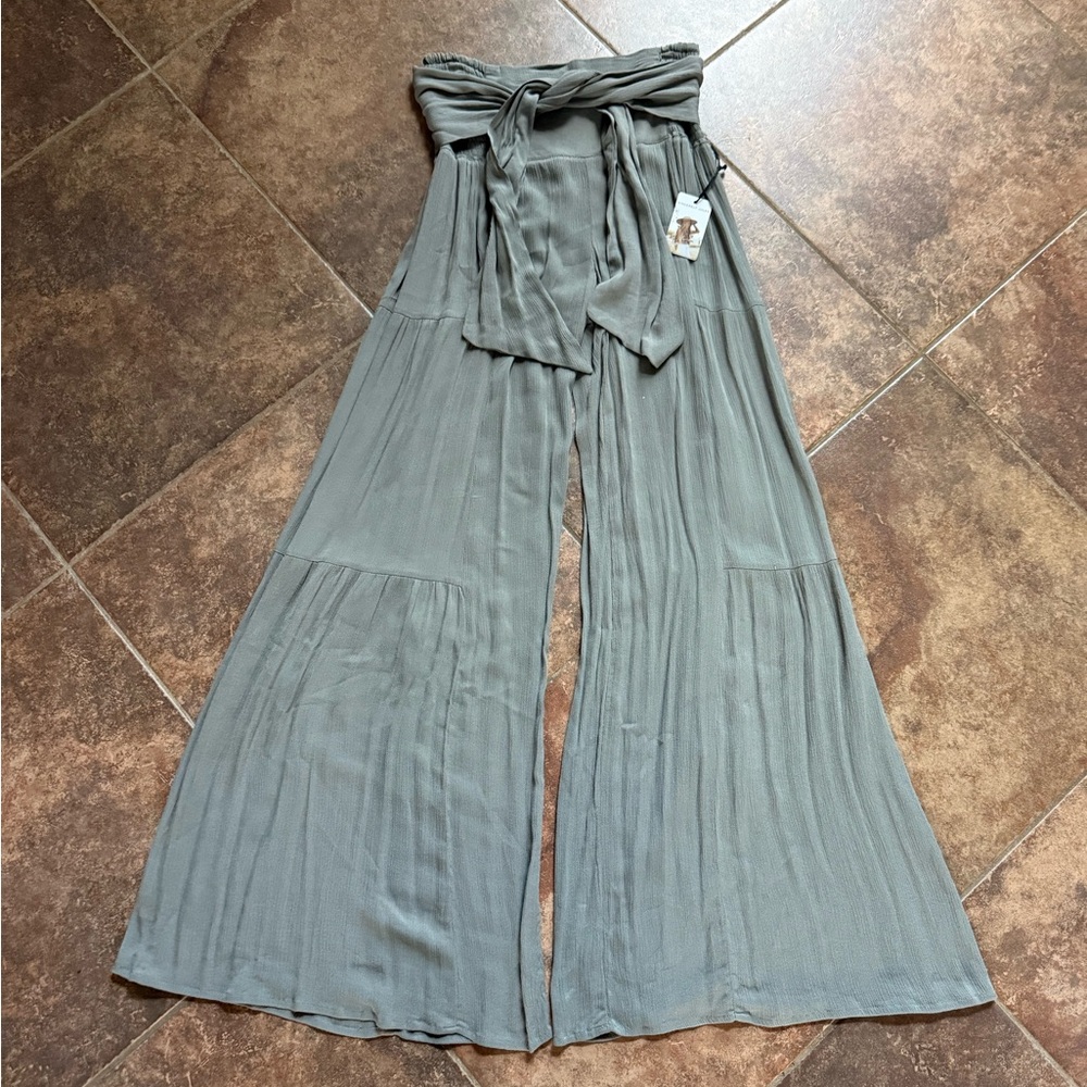 Sincerely Jules Gray Wide-Leg Boho Pants